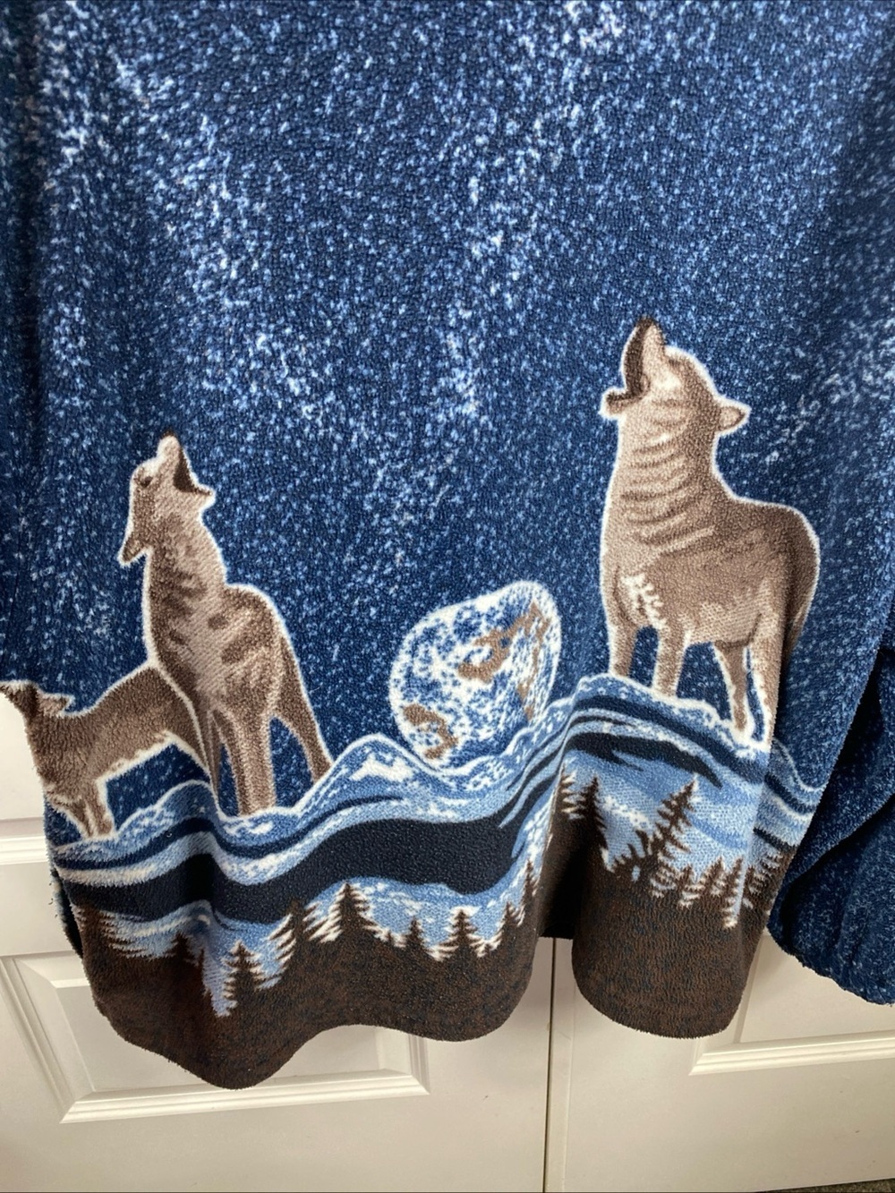 Y2K Wolf Moon Fleece Cozy Gorpcore Animal Forest Allover Native Zipper Jacket 2X - Picture 6 of 8